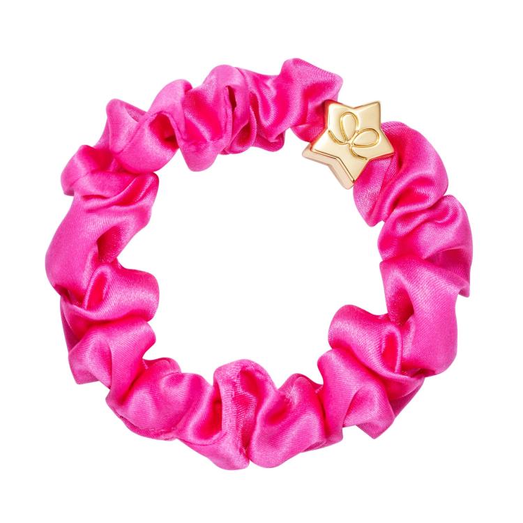ByEloise Gold Star Silk Scrunchie Bubblegum Pink