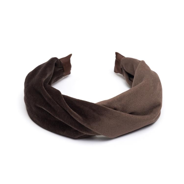 Dark Velvet Hair Band Folded Chocolate Brown