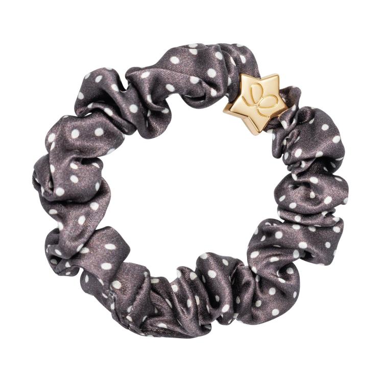 ByEloise Gold Star Silk Scrunchie Polka Dot Mocha