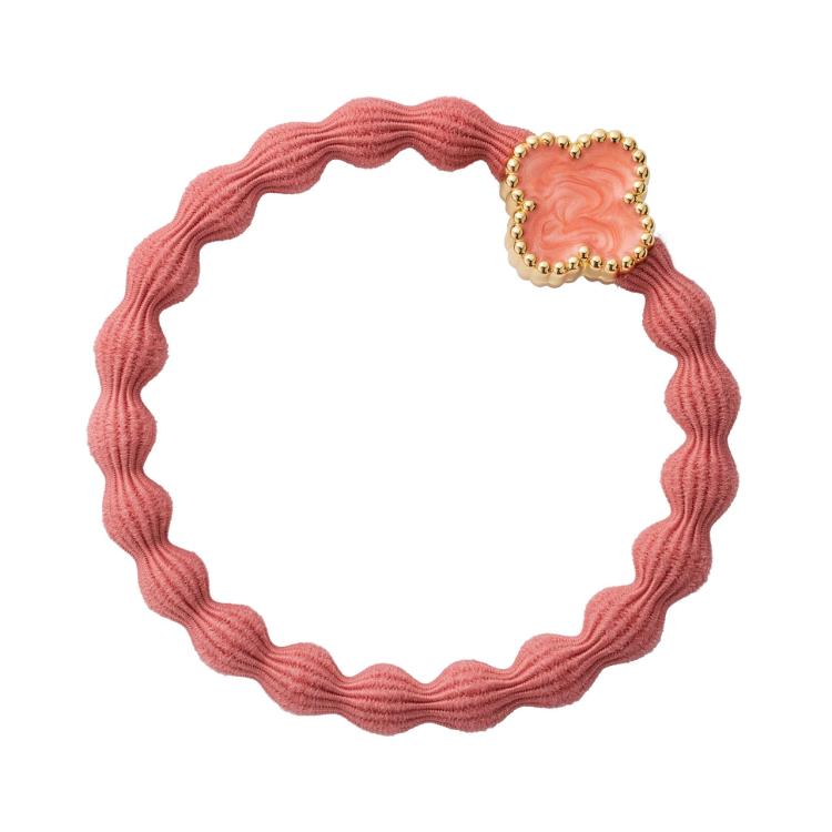 ByEloise London Enamel Gold Quatrfoil Coral