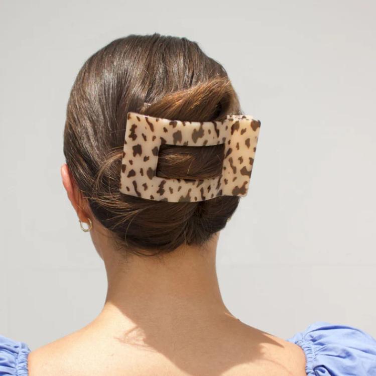 Teleties Large Flat Rectangle Hair Clip Blonde Tortoise