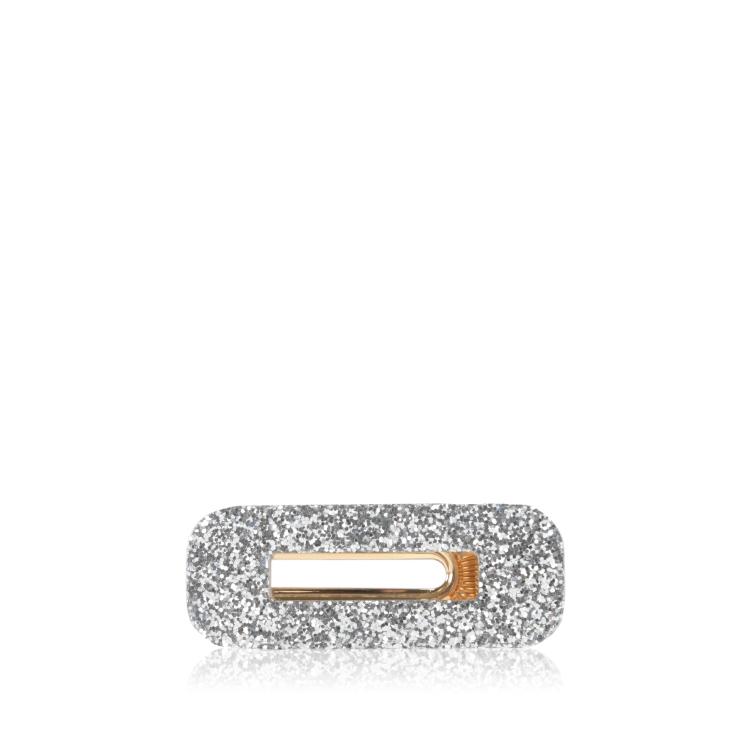 CG Home rechteckige Haarspange silber glitzer