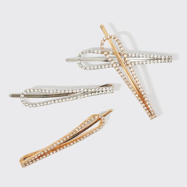 Kitsch Drop Bobby Pins aus Metall mit Strasssteinen