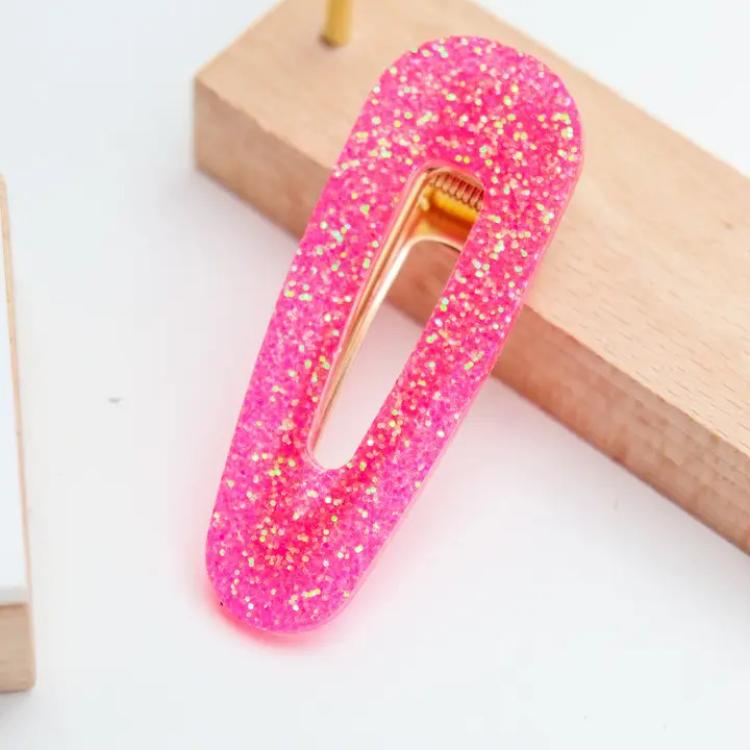 CG Home Dreieckige Haarspange Neonpink Glitzer