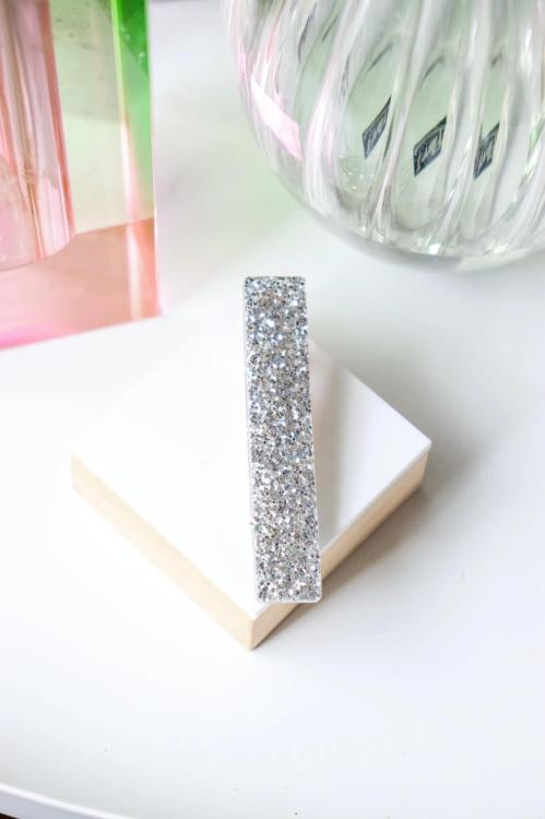 CG Home gerader Mini Clip silber glitzer