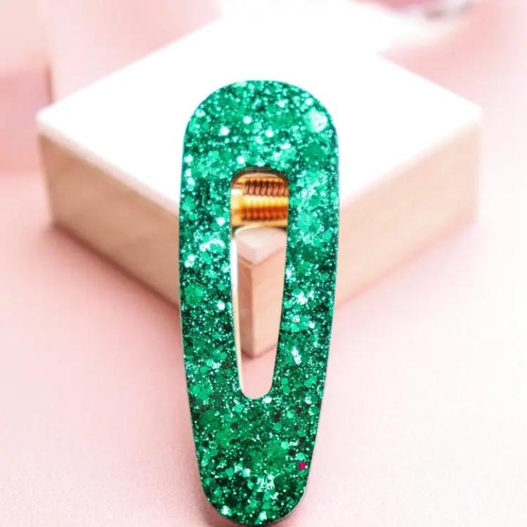 CG Home Dreieckige Haarspange grün glitzer