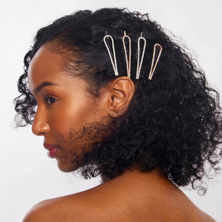 Kitsch Drop Bobby Pins aus Metall mit Strasssteinen