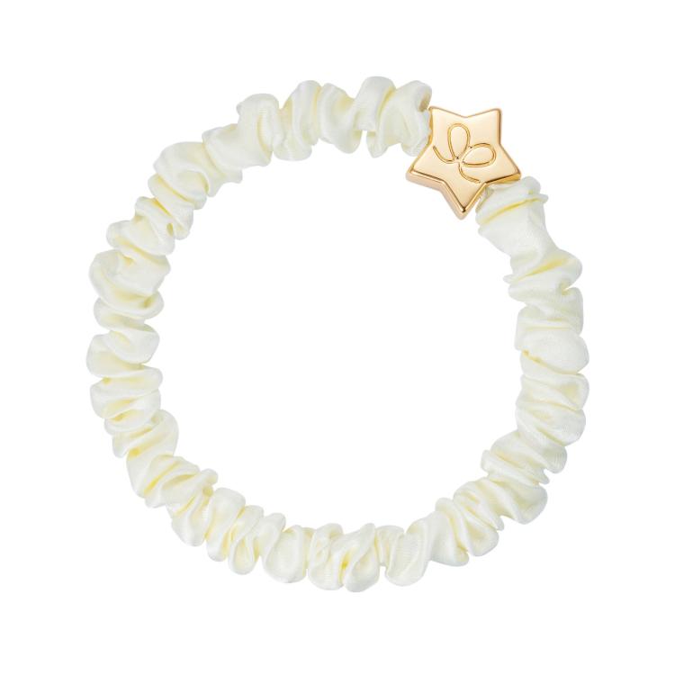 ByEloise Gold Star Silk Scrunchie Skinny Cream