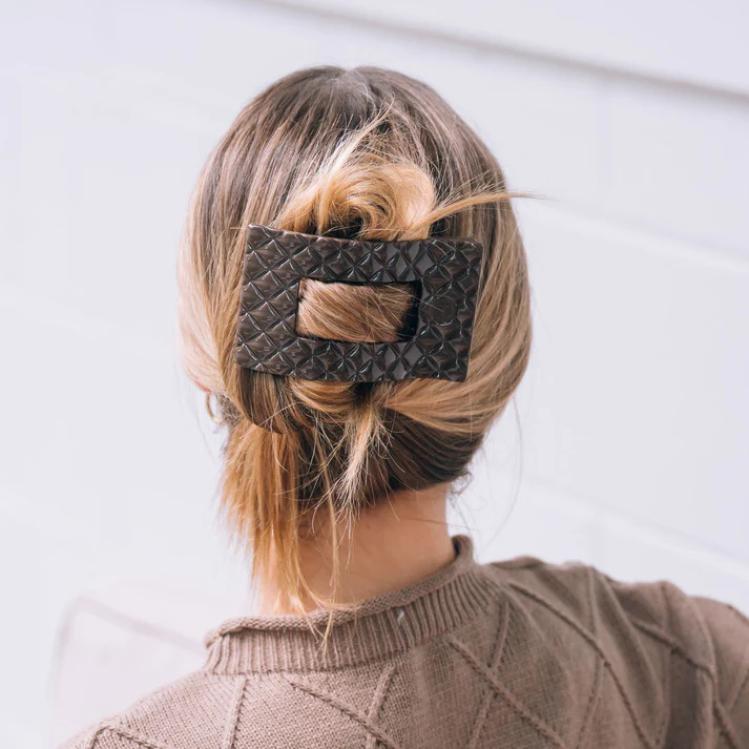 Teleties Large Flat Rectangle Hair Clip Truly Taupe