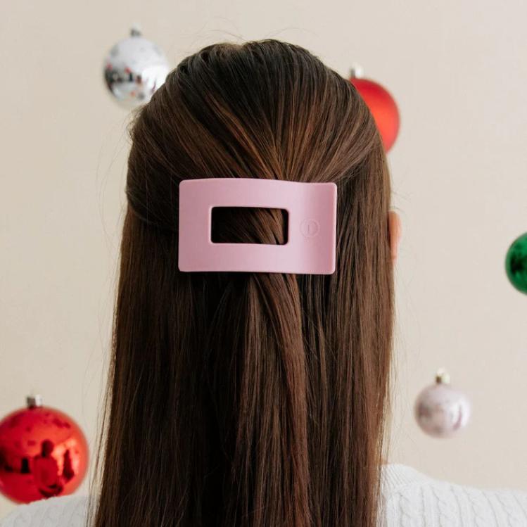 Teleties Small Flat Rectangle Hair Clip Merry Pinkmas