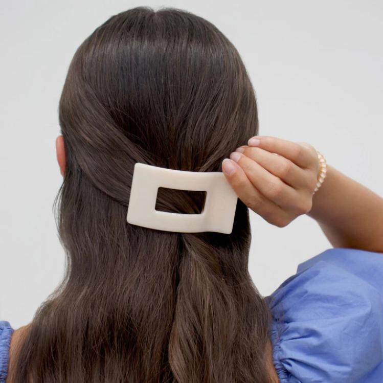 Teleties Small Flat Rectangle Hair Clip Almond Beige