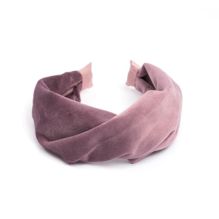 Dark Velvet Hair Band Folded Dusty Grape
