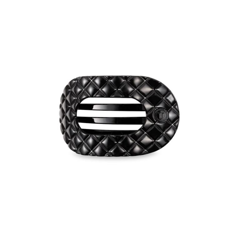 Teleties Flat Round Clip klein Jet black Quilted