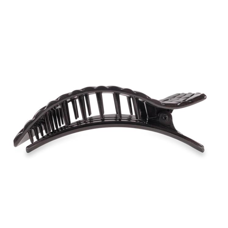 Teleties Large Flat Rectangle Hair Clip Jet Black Quilted