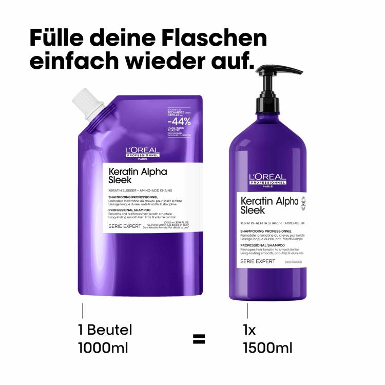 Loreal Keratin Alpha Sleek Shampoo - Nachfüllpack
