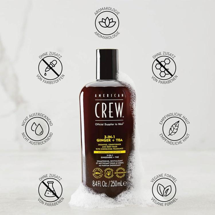 American Crew 3-in-1 Ginger + Tea hair-body-wash