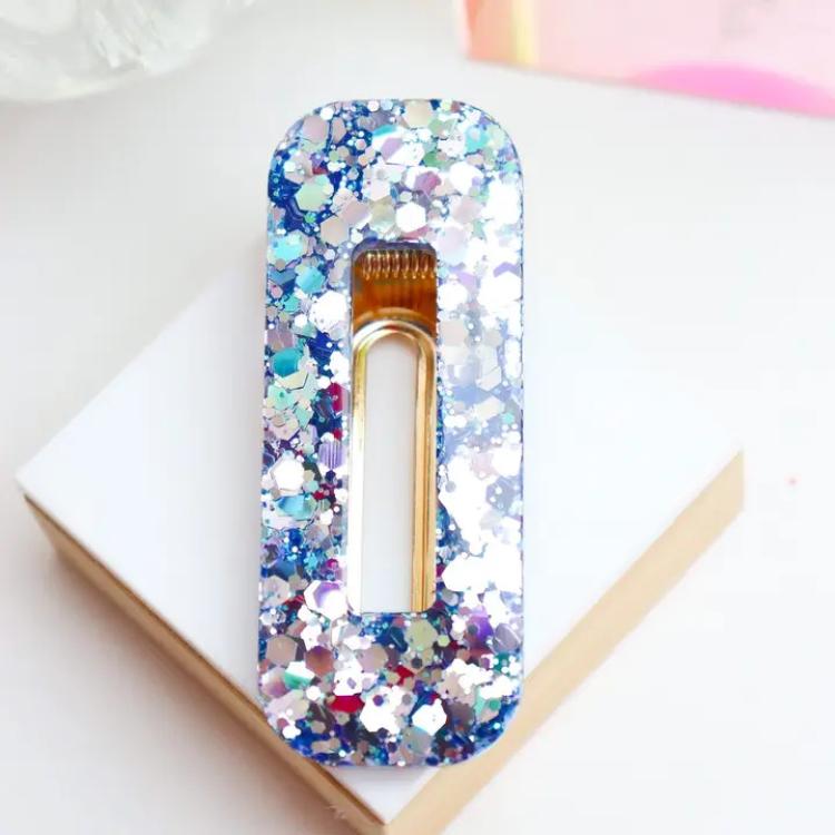 CG Home rechteckige Haarspange holographisch blau