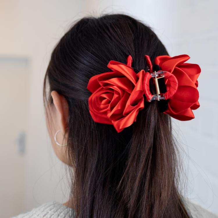 Solar Eclipse Rosen Haarklammer Satin rot