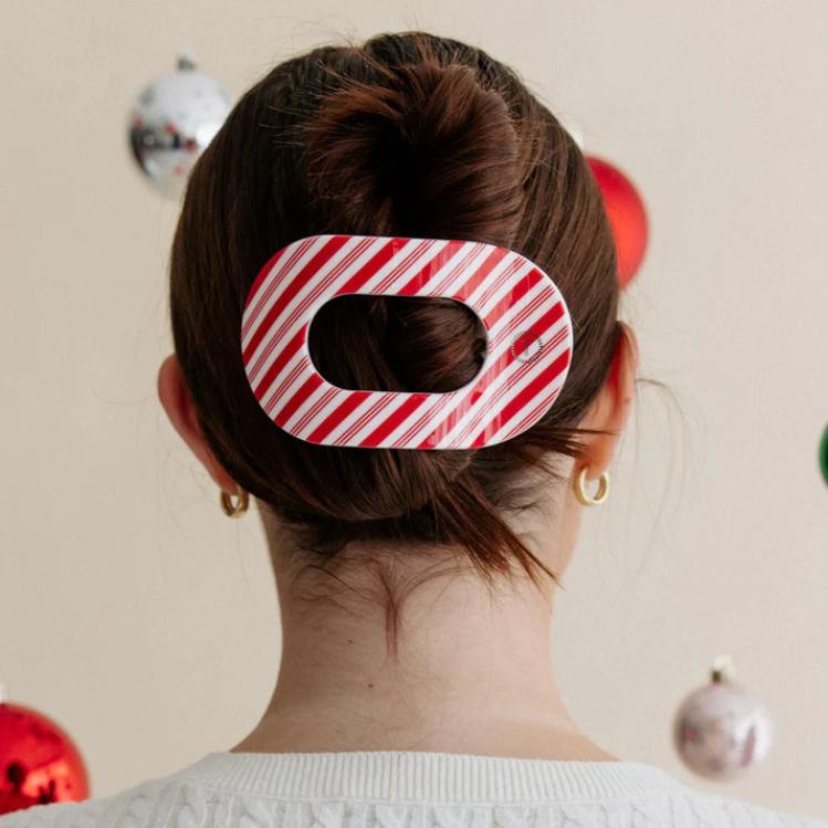 Teleties Flat Round Clip groß Candy Cane Crush