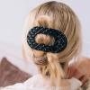Teleties Flat Round Clip groß Jet Black Quilted