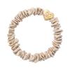 ByEloise Gold Heart Silk Scrunchie Skinny Sand