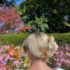 Solar Eclipse Origami Gardenia Flower Claw Hair Clip Creme