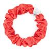 ByEloise Silver Heart Silk Scrunchie Neon Peach