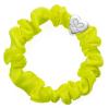 ByEloise Silver Heart Silk Scrunchie Lemon Yellow