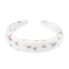 Dark Velvet Hairband Off White Butterfly Pattern Breit