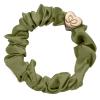 ByEloise Gold Heart Silk Scrunchie Olive Green